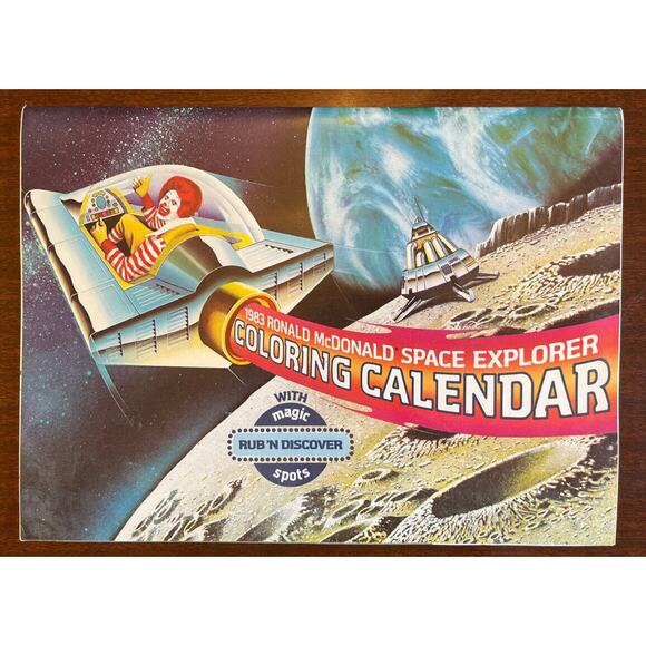 1983 Ronald McDonald Space Explorer Coloring Calendar Unused Complete Coupons - Picture 1 of 8